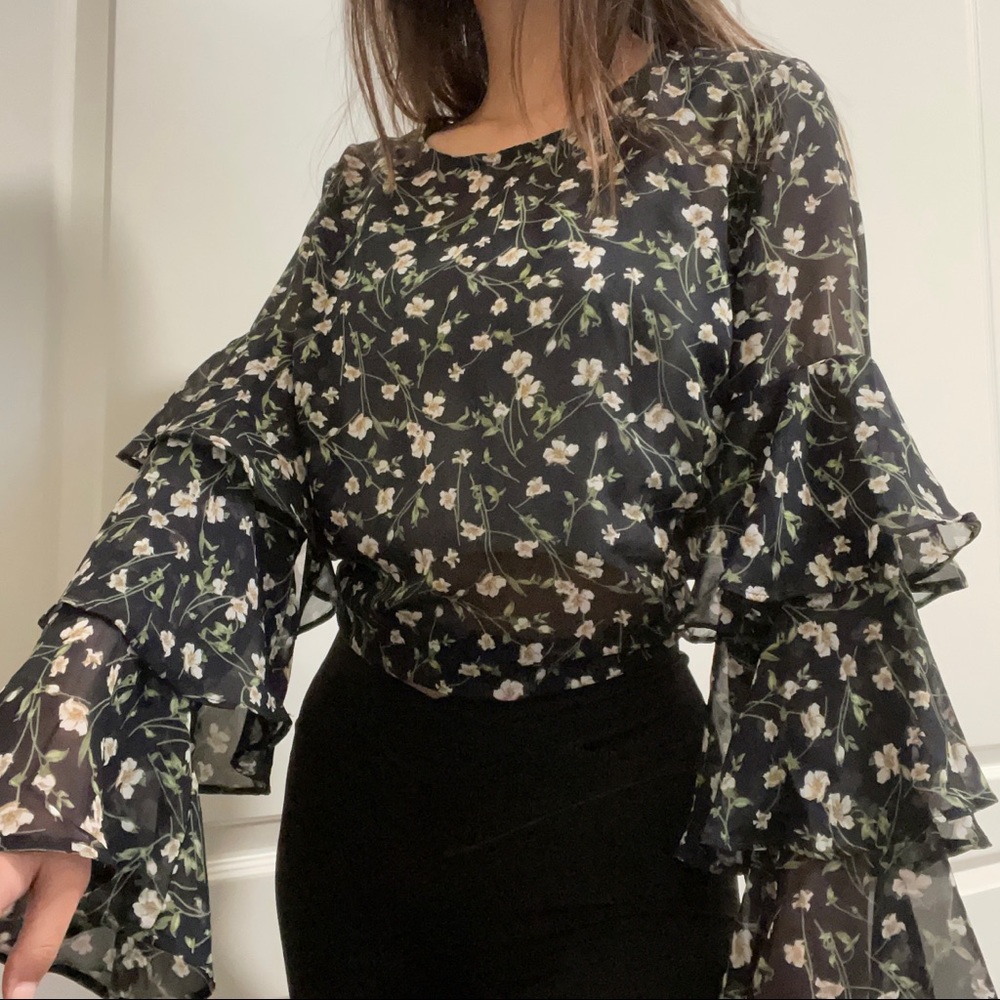 Forever21 Shear Floral Blouse